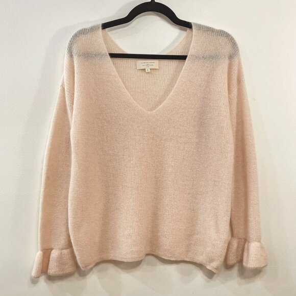 EUC Sézane Fride Alpaca Mohair Ruffle Cuff Sweater Blush Pink Small - Picture 2 of 6